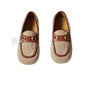 Authentic Men's Gucci Ivory Merino Wool Horsebit Loafer Moccasin Size 14